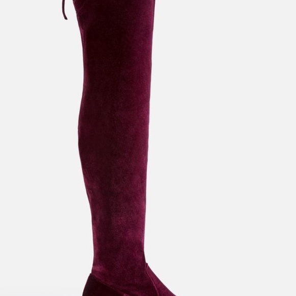 Wide Velvet Burgundy OTK Boots (wide width and wide calf) - Picture 6 of 6